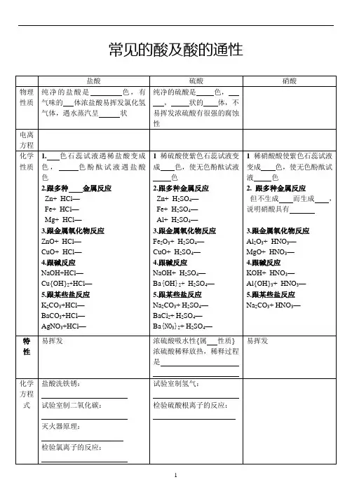 常见的酸及酸的通性