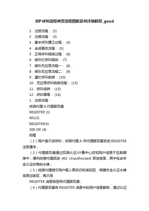 SIP呼叫流程典型流程图解及其详细解释_good