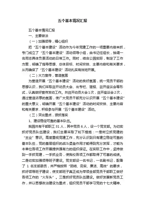 五个基本情况汇报