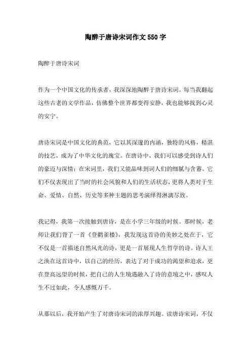 陶醉于唐诗宋词作文550字