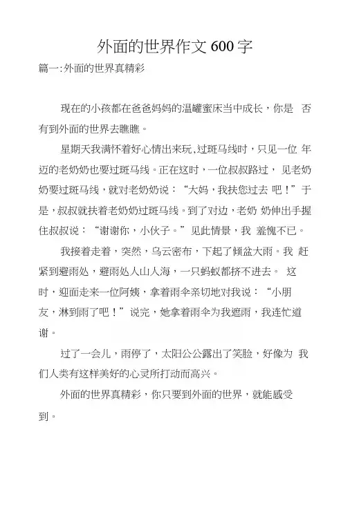 外面的世界作文600字