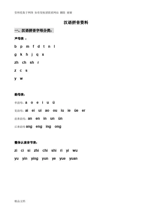 汉语拼音资料整理(完善版)