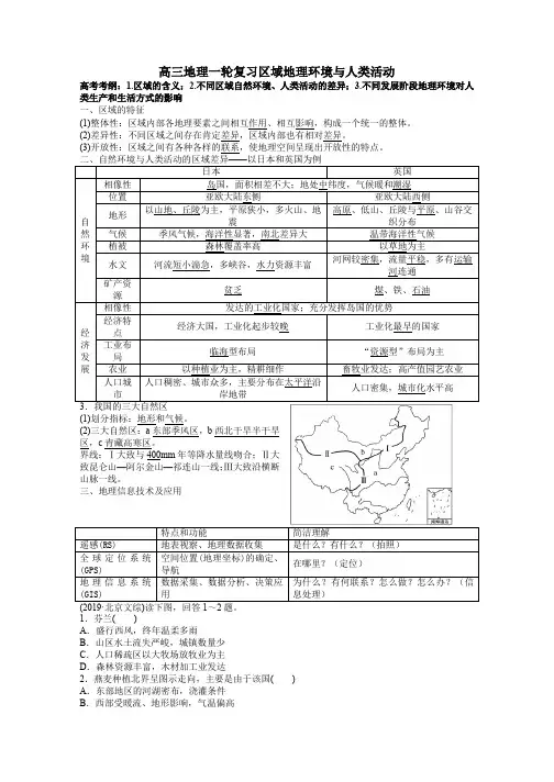 高三地理一轮复习区域地理环境与人类活动讲义(经典打印版)