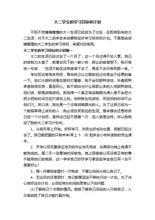 大二学生的学习目标和计划