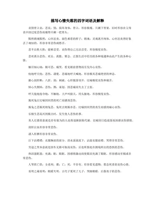 描写心情失落的四字词语及解释