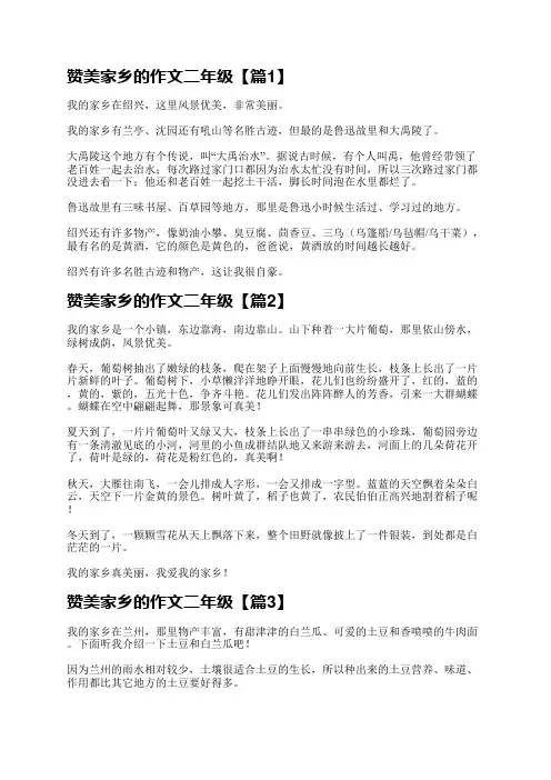 赞美家乡的作文二年级精选9篇