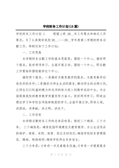 学校财务工作计划(15篇)