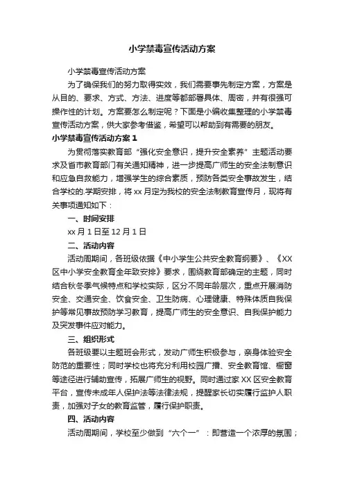 小学禁毒宣传活动方案