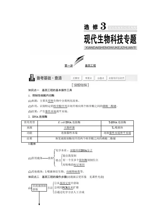 选修3  现代生物科技专题