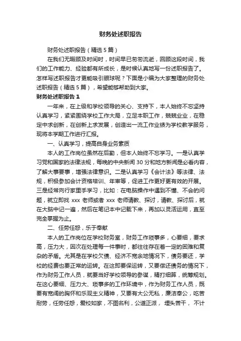 财务处述职报告