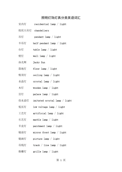 LED灯具英文翻译共20页word资料