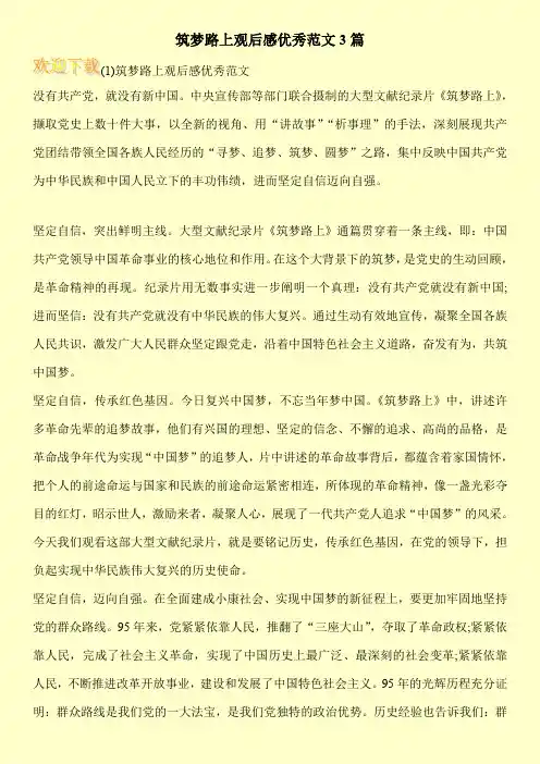 筑梦路上观后感优秀范文3篇