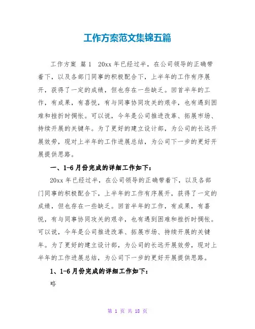 工作计划范文集锦五篇
