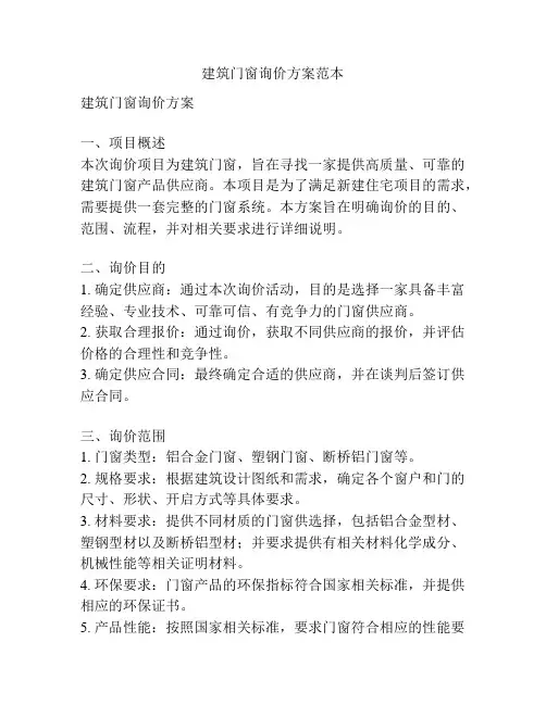 建筑门窗询价方案范本