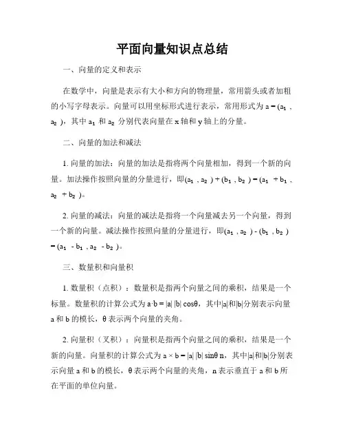 平面向量知识点总结