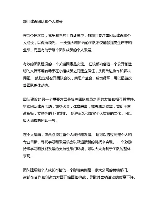 部门团队建设及个人成长怎么写简短
