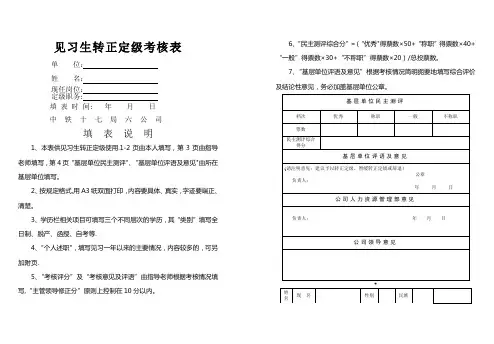 转正定级考核表(附件2)
