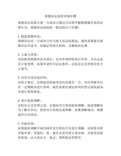 离婚诉讼流程详细步骤