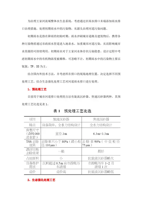 王家河沿岸雨水排口综合治理设计方案比选研究