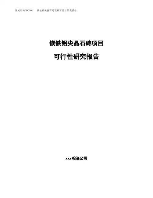 镁铁铝尖晶石砖项目可行性研究报告