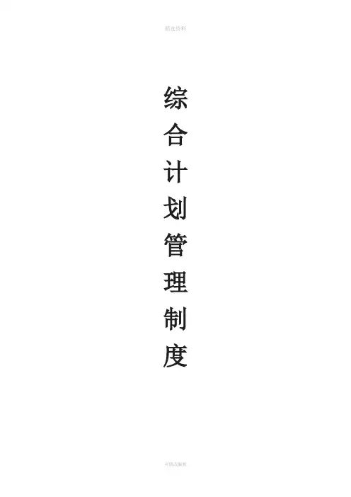 综合计划管理制度