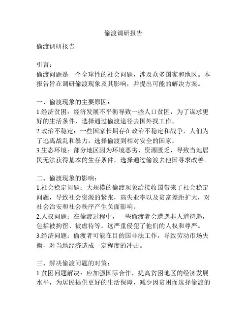 偷渡调研报告