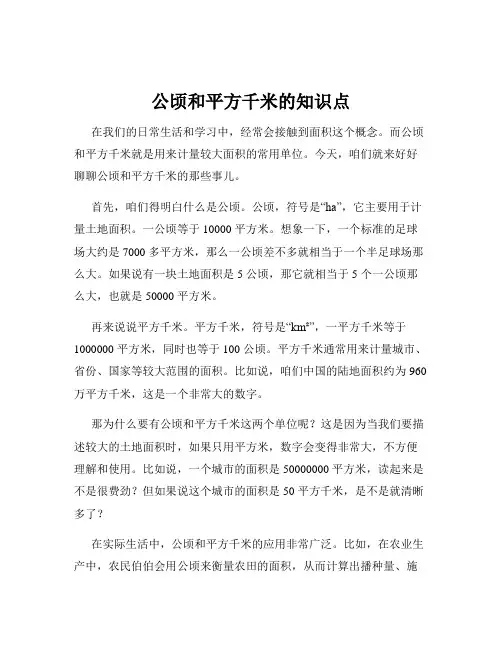 公顷和平方千米的知识点