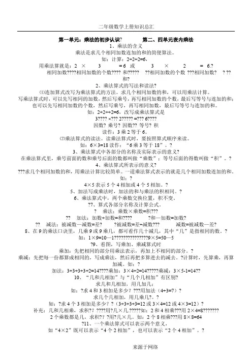 青岛版新二年级数学上册知识总汇