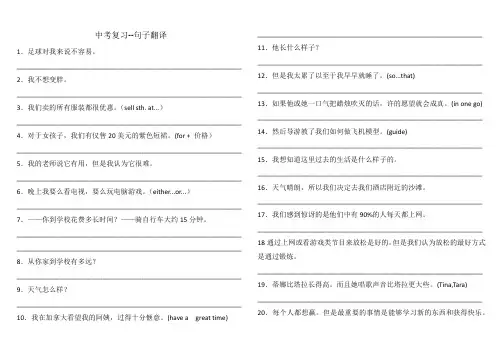 中考+英语人教版中考复习-翻译句子