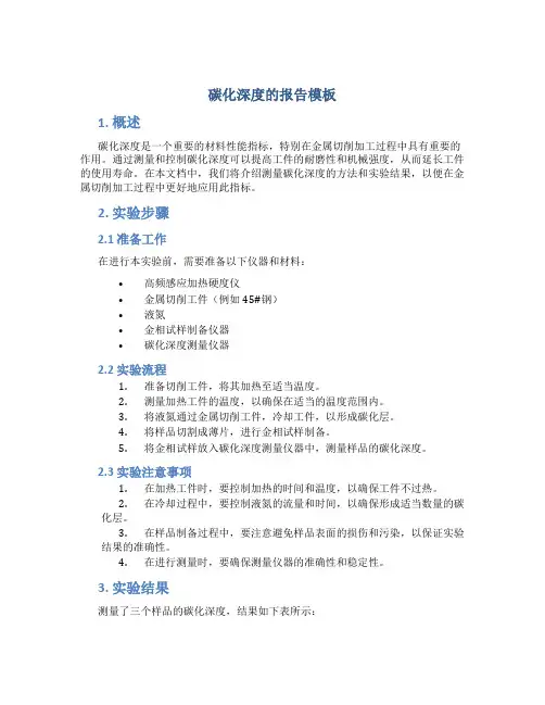碳化深度的报告模板
