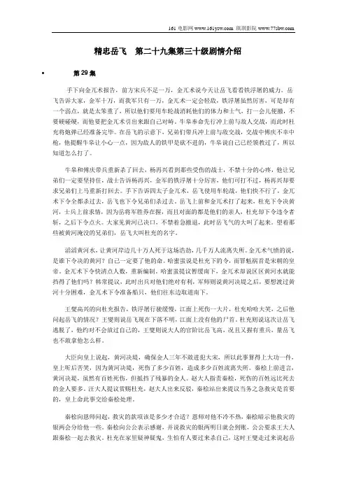 精忠岳飞  第二十九集第三十级剧情介绍