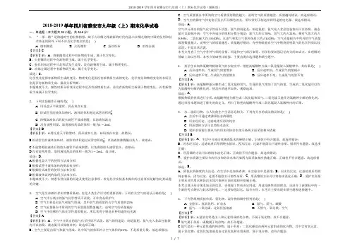 2018-2019学年四川省雅安市九年级(上)期末化学试卷(解析版)
