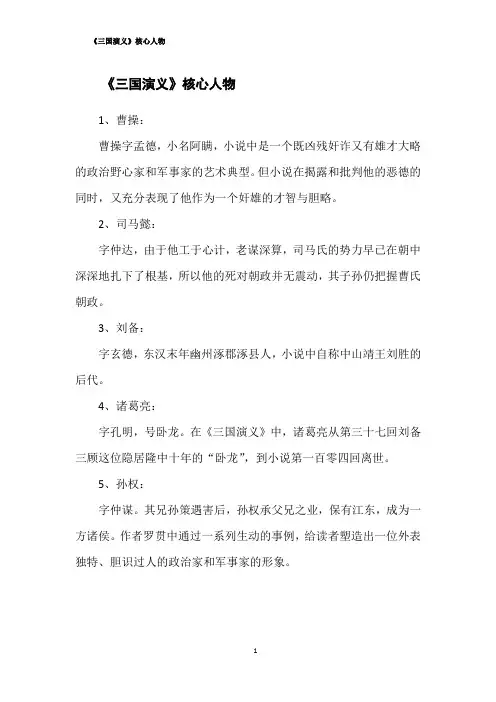 《三国演义》核心人物