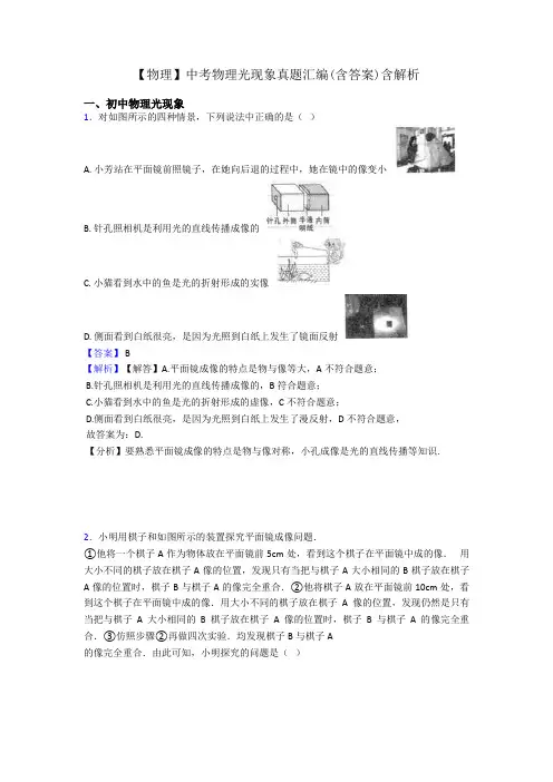 【物理】中考物理光现象真题汇编(含答案)含解析