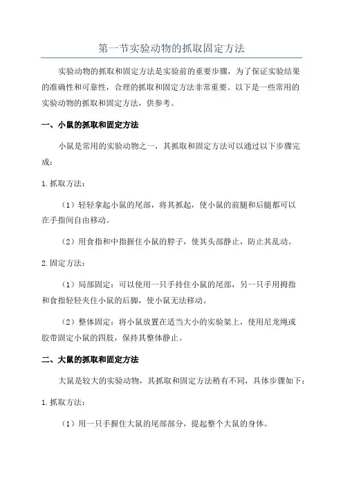 第一节实验动物的抓取固定方法