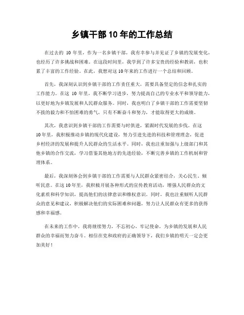 乡镇干部10年的工作总结