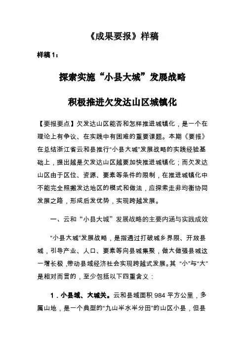 《成果要报》样稿