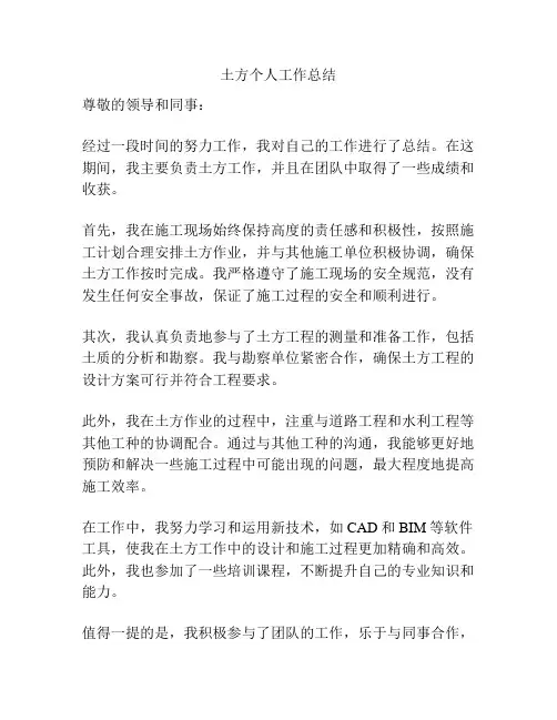 土方个人工作总结