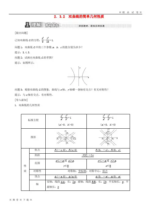 (部编版)2020学年高中数学第二章2.3.2双曲线的简单几何性质学案含解析新人教A版选修201