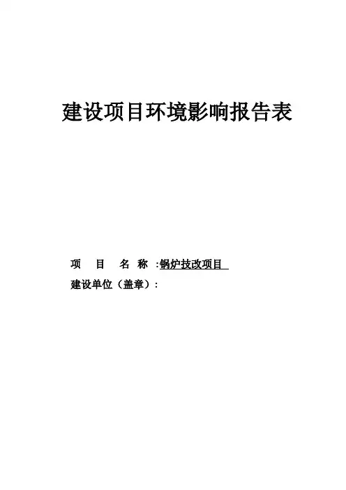 纸厂锅炉技改建设项目环境影响报告表