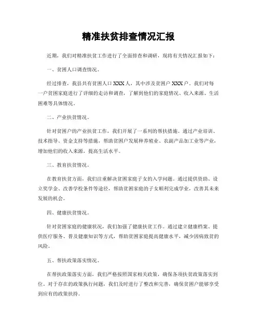 精准扶贫排查情况汇报