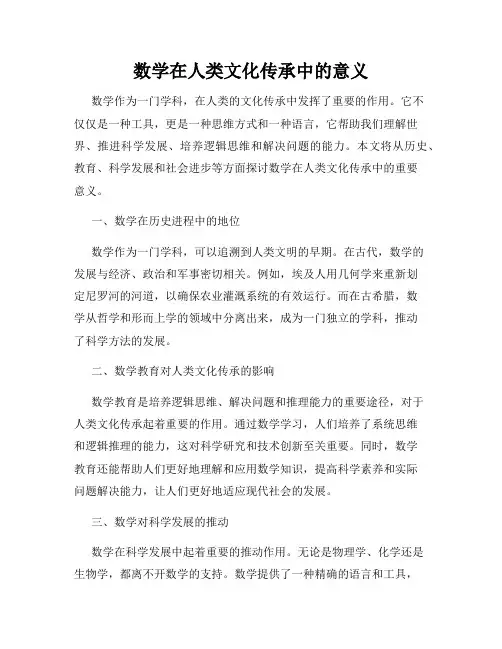 数学在人类文化传承中的意义