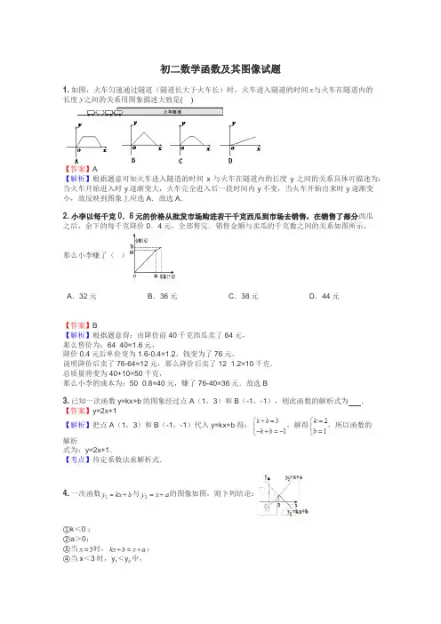 初二数学函数及其图像试题
