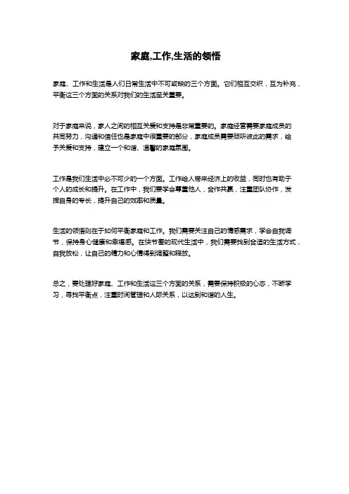 家庭,工作,生活的领悟