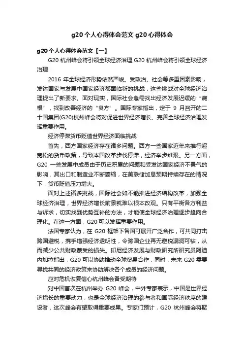 g20个人心得体会范文g20心得体会