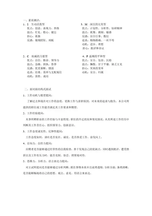 素质测评结果