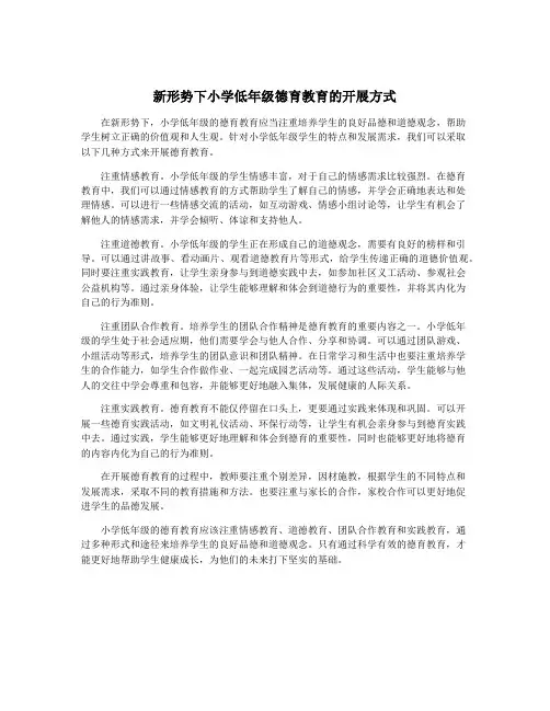 新形势下小学低年级德育教育的开展方式