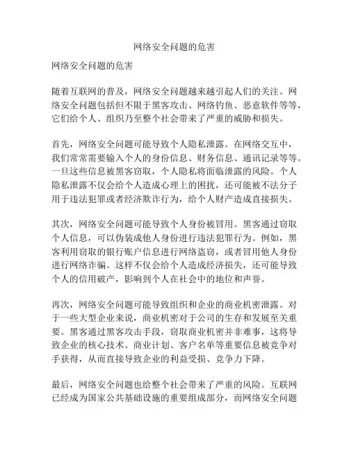 网络安全问题的危害
