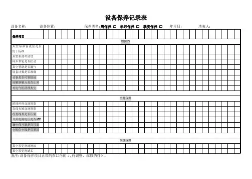 设备保养记录表