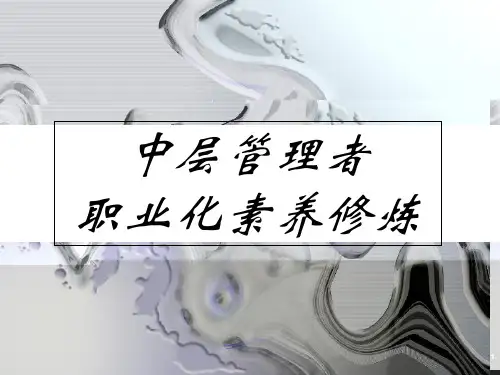中层管理者职业化素养修炼
